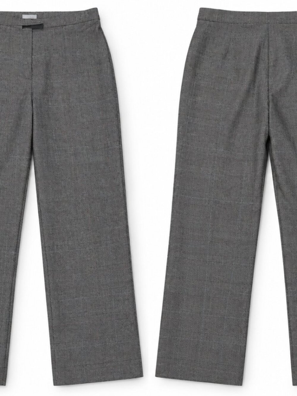 Gray Plaid Straight Leg Pants